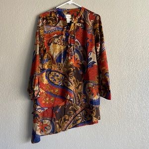 Chicos vintage paisley peasant top